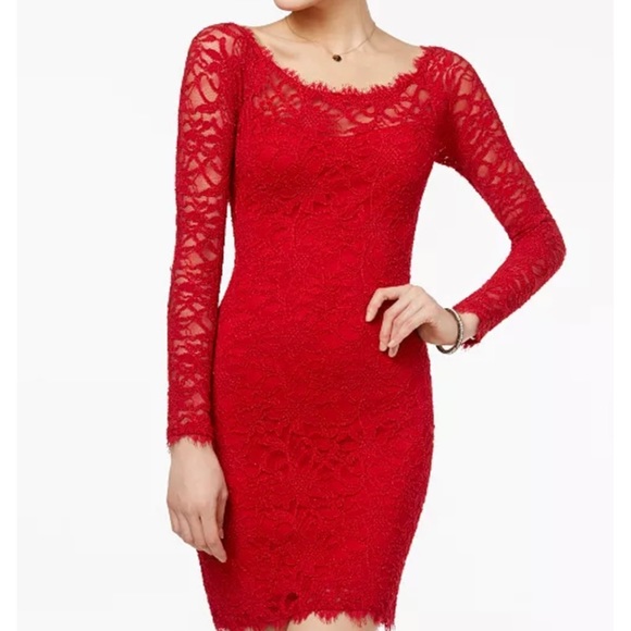 Dresses | Macys Red Lace Dress | Poshmark